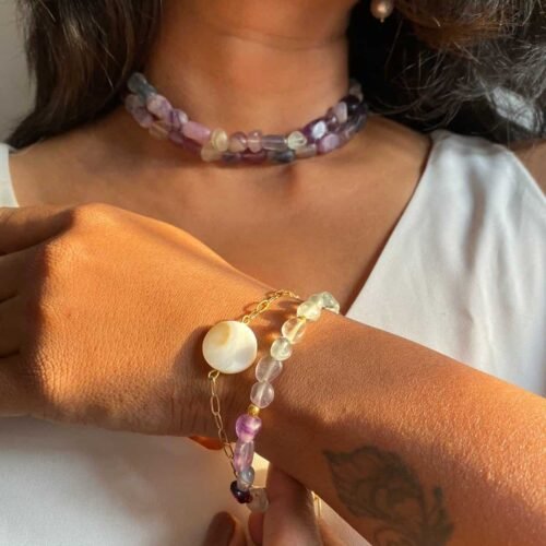 Beautiful handcrafted jewelry featuring colorful beads and pearls for a stylish look.
