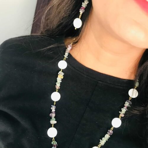 Beautiful Aurora Dream Necklace with colorful beads and white accents, perfect for special occasions.