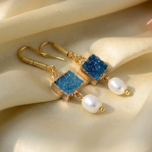 Blue Druzy Earrings