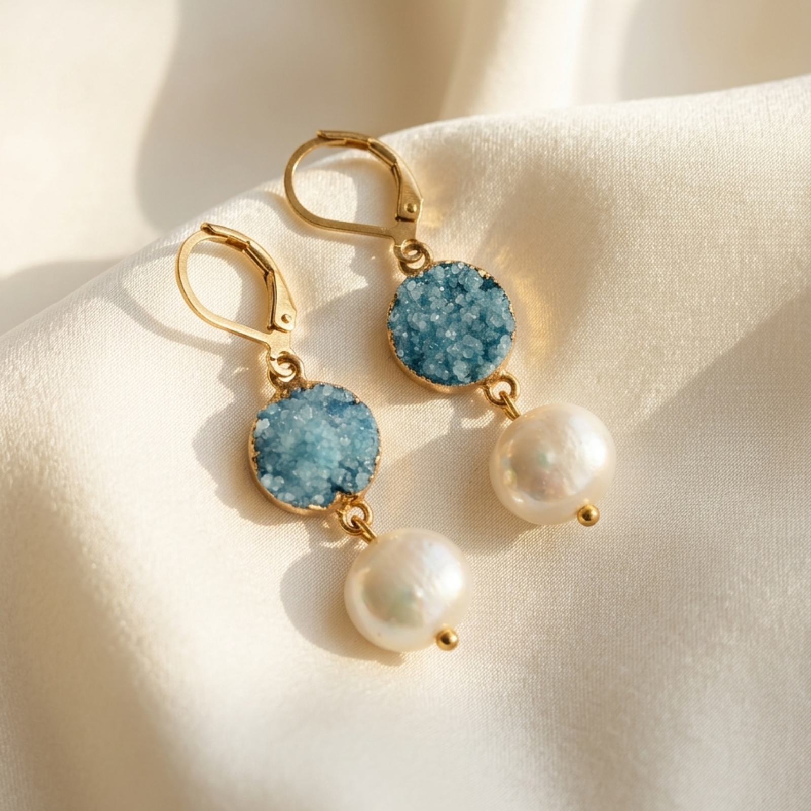 Aqua Pearl Earrings