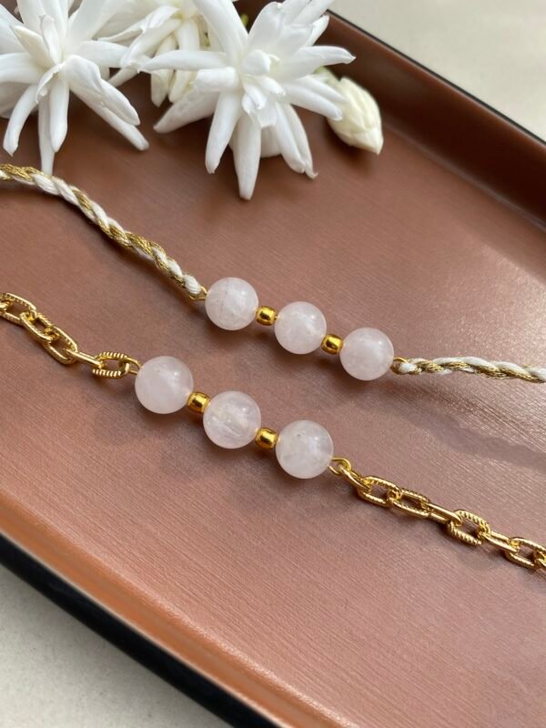 Rose Quartz Rakhi Pair - Image 2