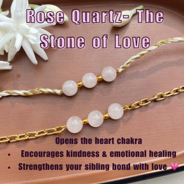 Rose Quartz Rakhi Pair